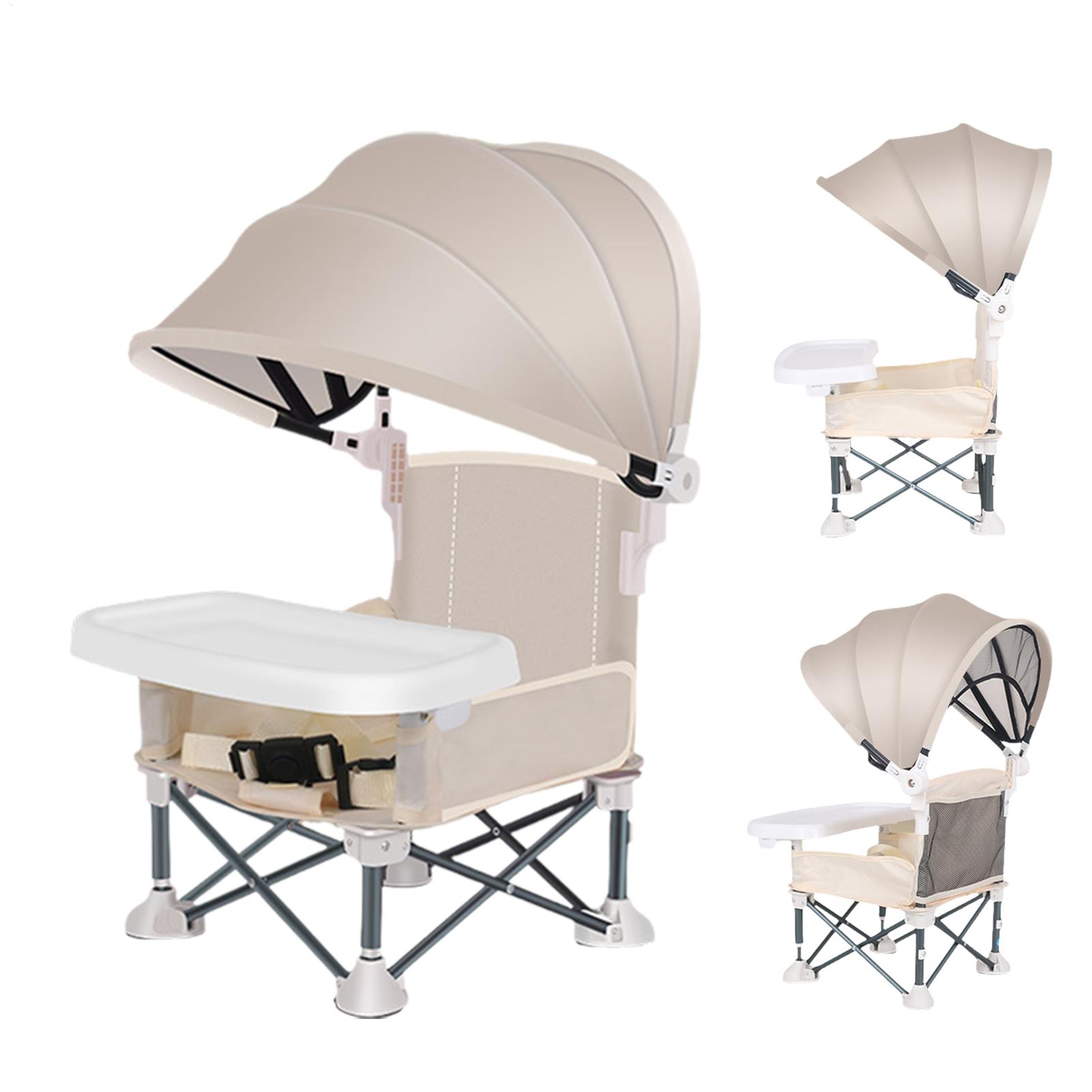 Baby High Chair Booster - With Sunshade And Removable Tray Portable