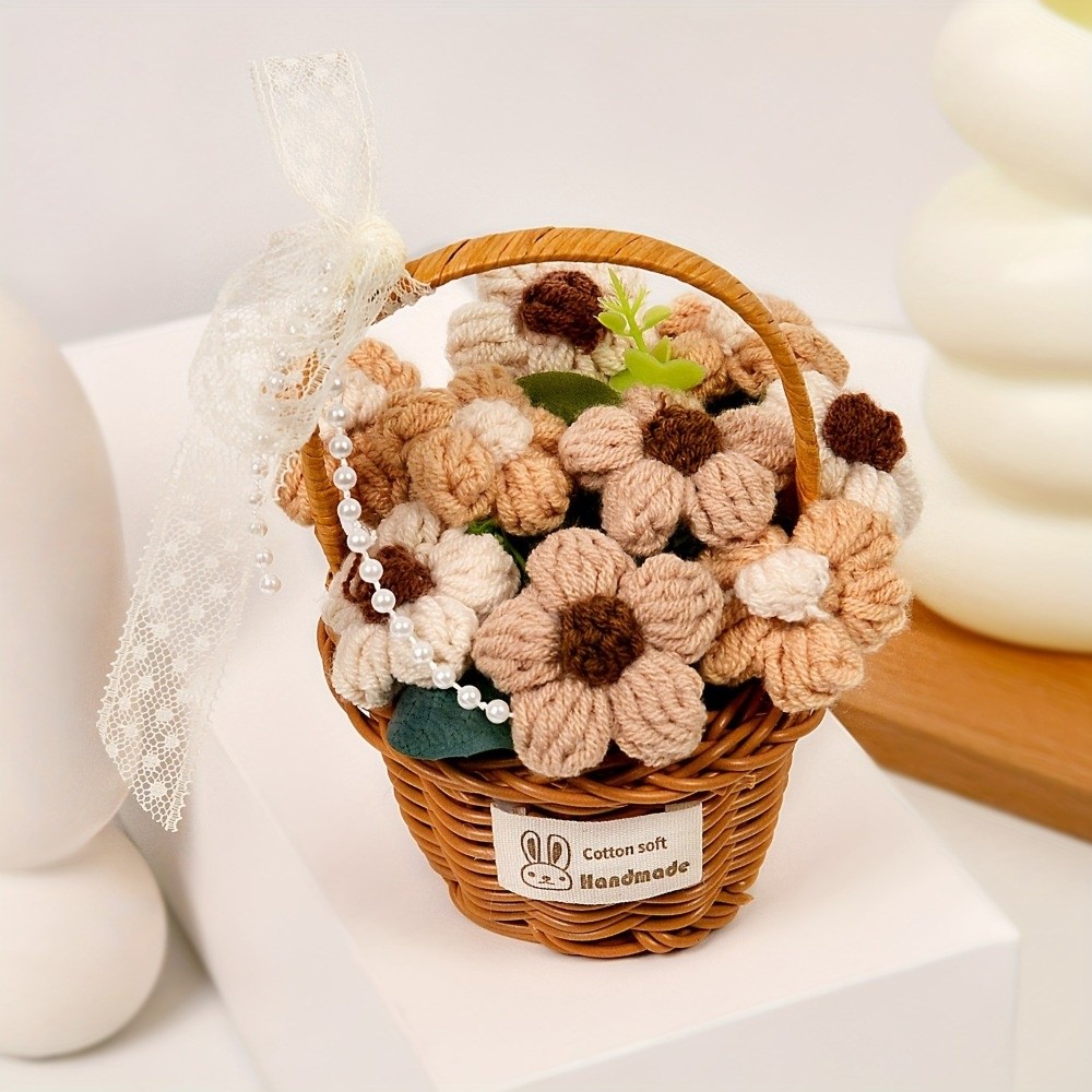 Handmade Puff Yarn Flower Mini – обзор и цена Baby Products Basket