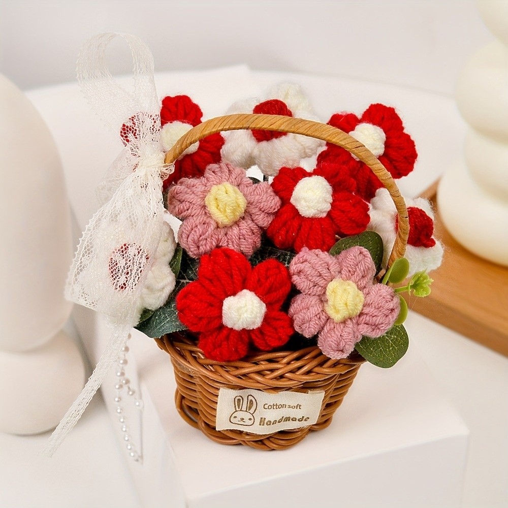 Handmade Puff Yarn Flower Mini – обзор и цена Baby Products Basket