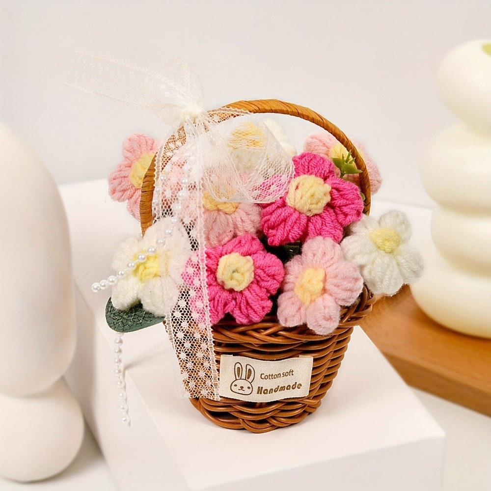 Handmade Puff Yarn Flower Fini – обзор и цена Baby Products Basket