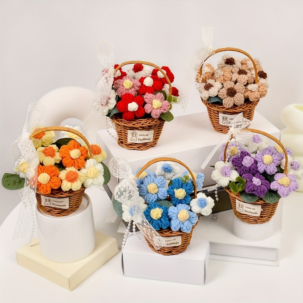 Handmade Puff Yarn Flower Fini – обзор и цена Baby Products Basket