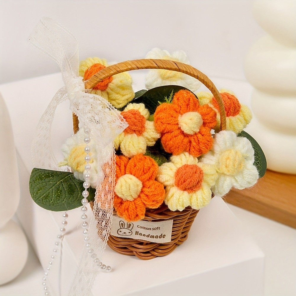 Handmade Puff Yarn Flower Mini – обзор и цена Baby Products Basket