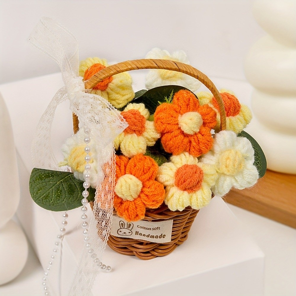 Handmade Puff Yarn Flower Mini – обзор и цена Baby Products Basket