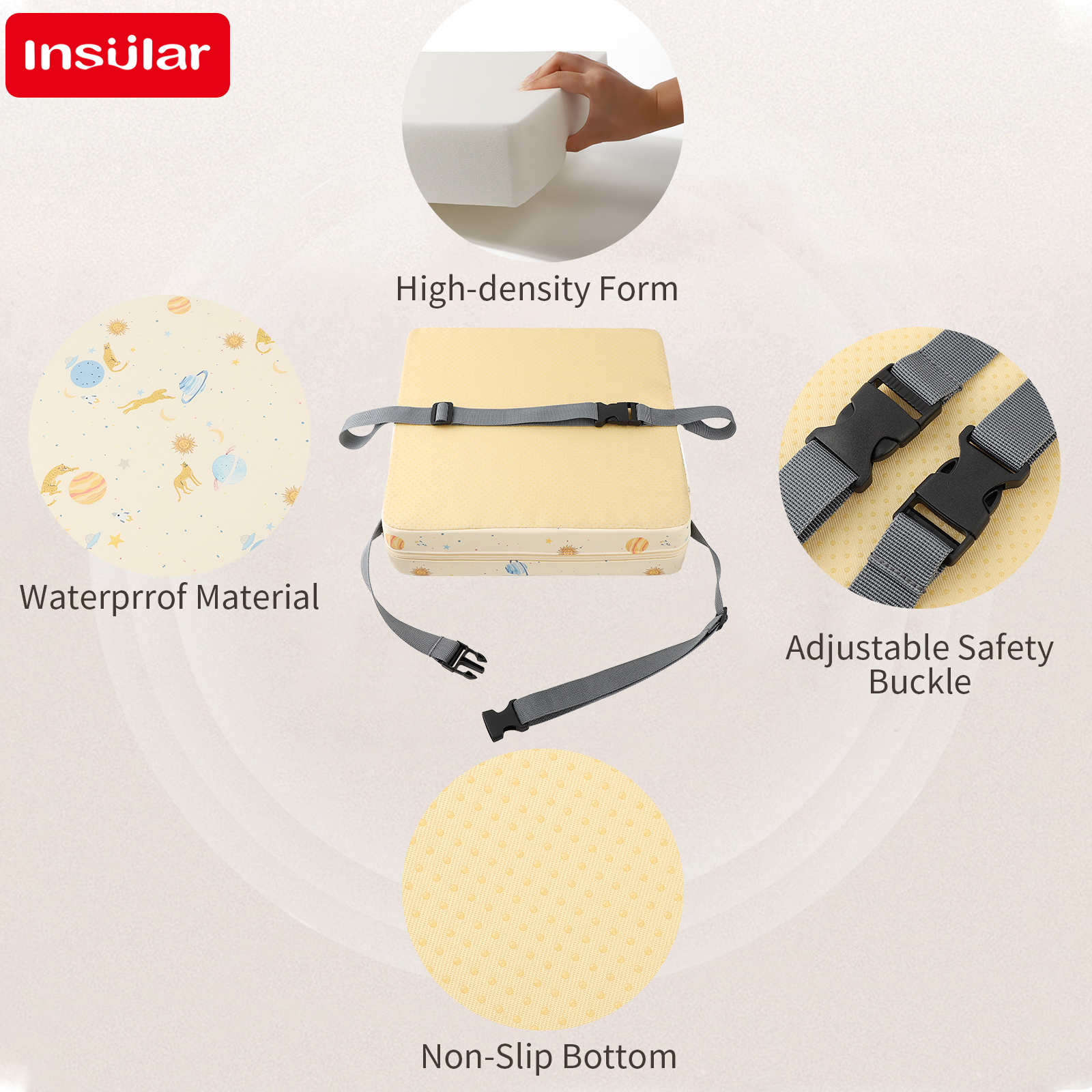 INSULAR Waterproof Non-Slip Hi – обзор и цена Baby High Chair Booster
