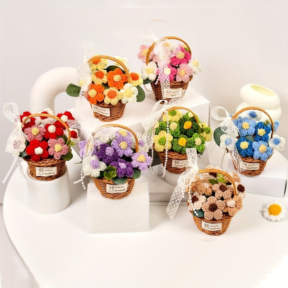 Handmade Puff Yarn Flower Fini – обзор и цена Baby Products Basket